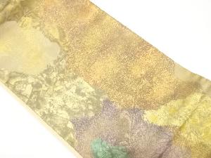 引箔　霞に花唐草模様織り出し　袋帯